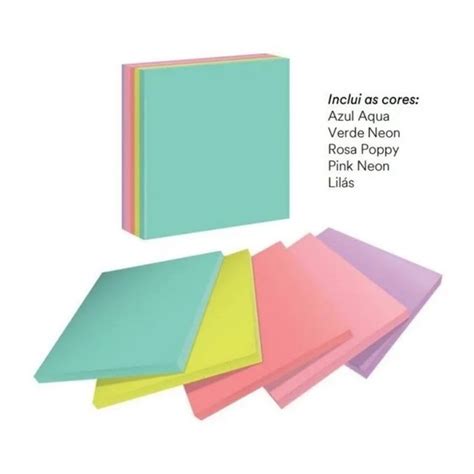 Bloco De Notas Adesivas Post It® 3m 76x76 Mm C 450 Fls Neon Lojinha