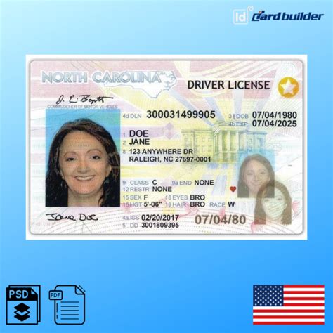 North Carolina Drivers License Template