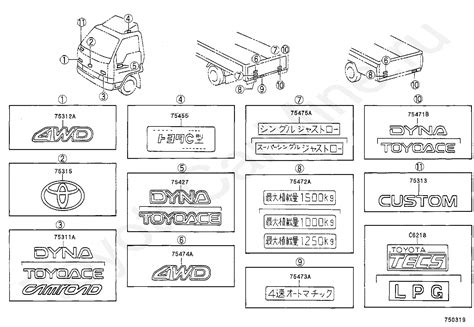 Эмблемы Тойота для Dyna 150 Toyoace G15 1996 10 1999 05 2 8 литра дизель Ly101 механика