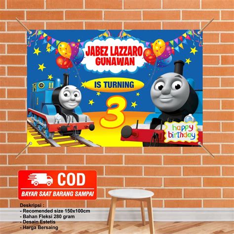 Jual Banner Ulang Tahun Anak Thomas New Desain Perlengkapan Dekorasi