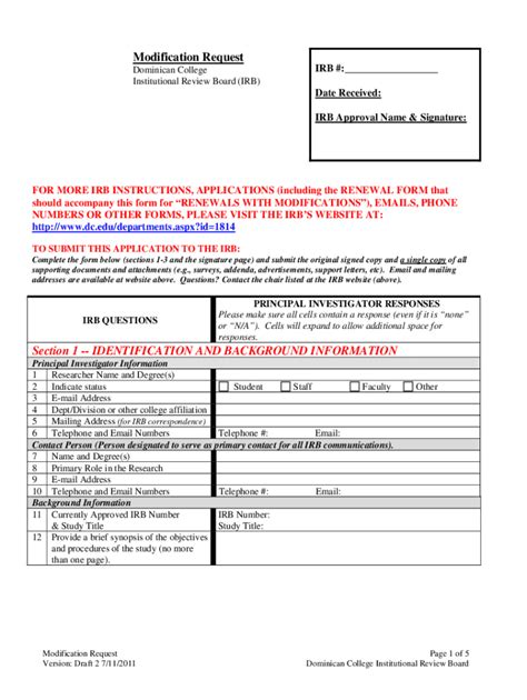 Fillable Online IRB Application Sample Forms Doc Institutional Review