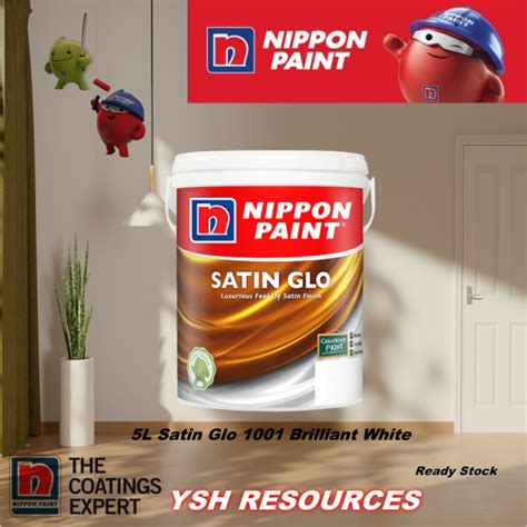 5L Nippon Paint Satin Glo 1001 Briliant White 145 White