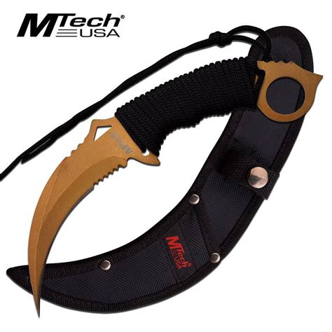 Fixed Blade Combat Karambit Partial Serrated Knife With Para