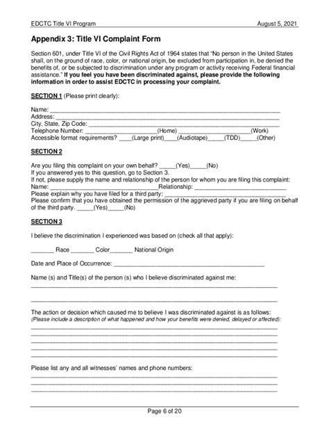 Fillable Online Appendix 3 Title Vi Complaint Form Fax Email Print Pdffiller