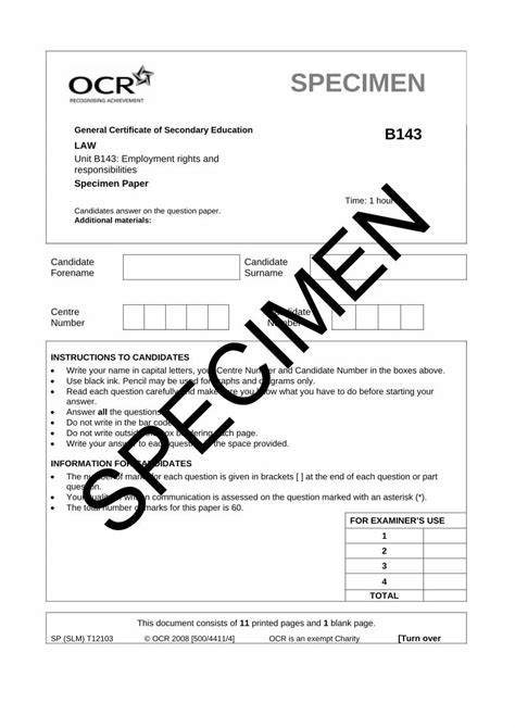 Pdf Gcse Law Specimen Assessment Materials Unit B The Chart