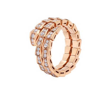 Rose gold Serpenti Viper Ring with 1.13 ct Diamonds | Bulgari Official ...