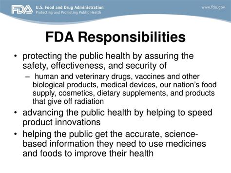 Ppt Food And Drug Administration Fda Fda Overview And Bioresearch