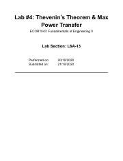 Lab 4 Thevenin S Theorem Max Power Transfer Pdf Lab 4 Thevenin S