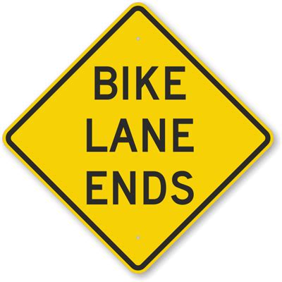 BIKE LANE ENDS Sign (Diamond) (Black on Yellow), SKU: K-6427