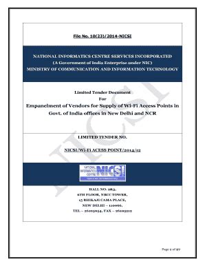 Fillable Online Nicsi Nic Empanelment Of Vendors For Supply Of Wi Fi