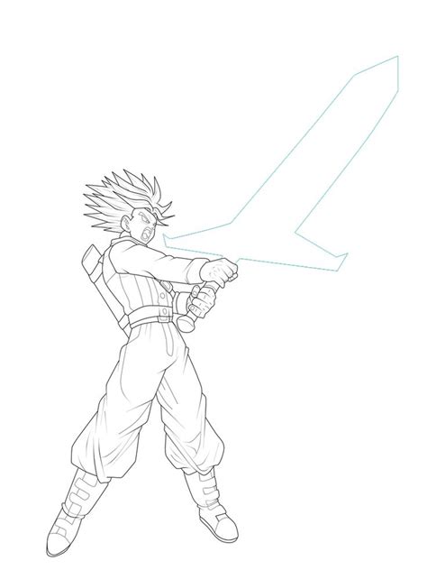 Mirai Trunks Super Saiyan Rage Sword Lineart By Chronofz On