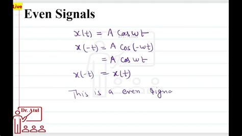 L Classification Of Signals Even And Odd Signals Youtube