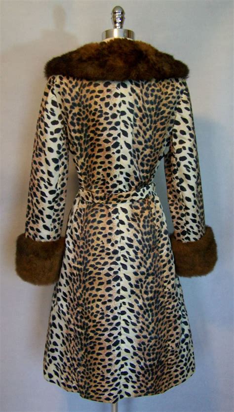 S Lilli Ann Leopard Coat Leopard Coat High Neck Dress Long Sleeve