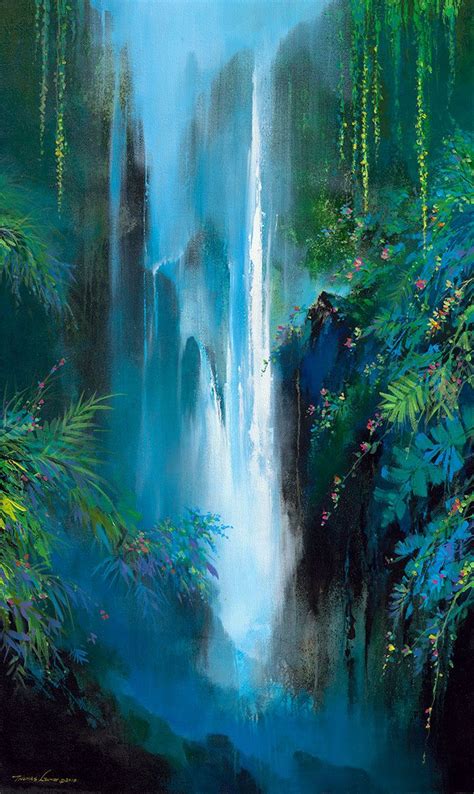 Under The Falls Waterfall Art Landscape Art Painting Waterfall