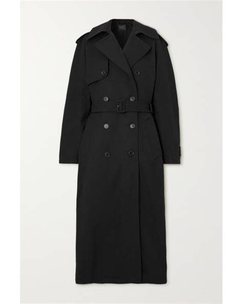 Balenciaga Hourglass Oversized Double Breasted Wool And Cotton Blend Trench Coat In Black Lyst