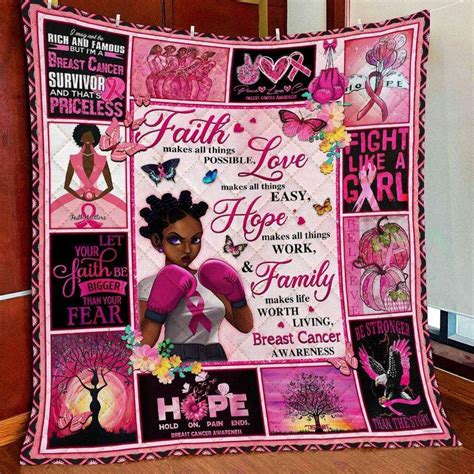 Fight Faith Hope Love Breast Cancer Fleece And Sherpa Blanket Hope Fight