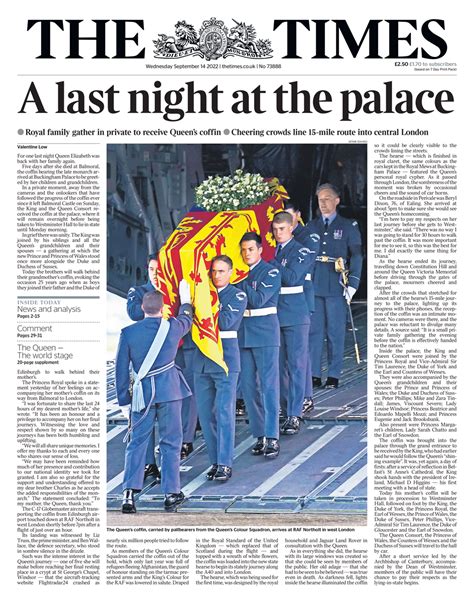 Times Front Page 14th Of September 2022 Tomorrows Papers Today