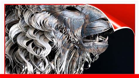 Majestic Lion Sculpture Made Of 4 000 Pieces Of Hammered Scrap Metal By