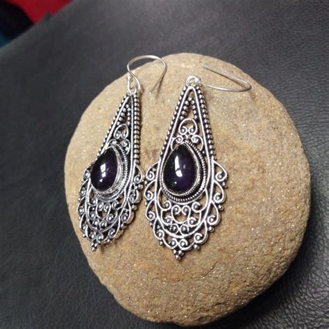 Boucles D Oreilles Pendantes Argent Es Avec Am Thyste Boucles D