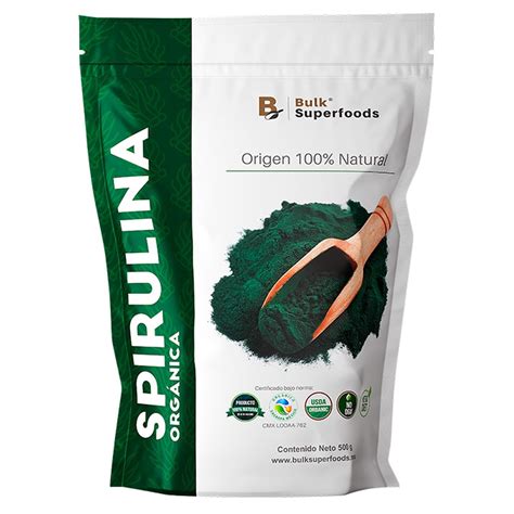 Espirulina 100 Orgánica en Polvo Alga Espirulina 500g 100 Natural