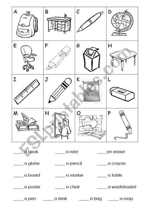 Classroom Items - ESL worksheet by navillus