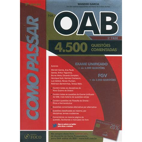 Livro Como Passar na OAB 1ª Fase 4 500 Questões Comentadas no Shoptime