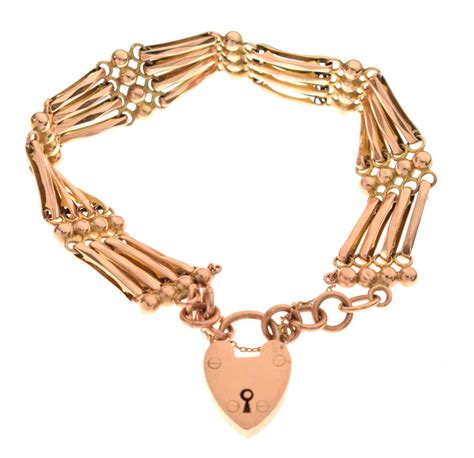 Lot 130 9ct Rose Gold Gate Link Bracelet