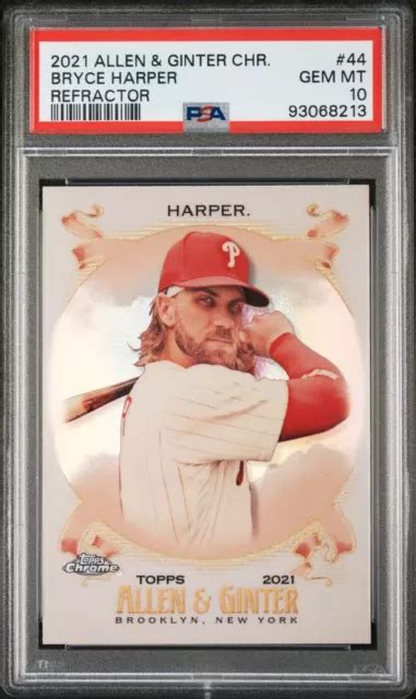 RÉFRACTEUR BRYCE HARPER 2021 Topps Allen Ginter chrome 44 PSA 10 EUR