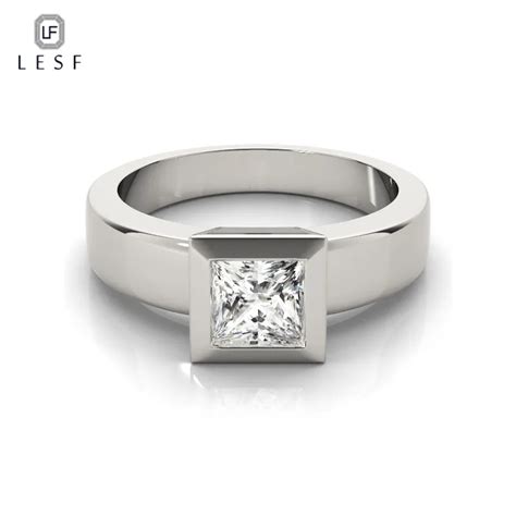 LESF 925 Sterling Silver Square Cut kobiety pierścionki eleganckie