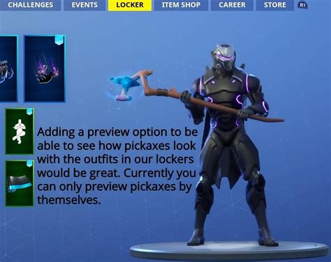 Allow us to preview pickaxes in the locker and item shop like this ...