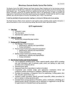 Fillable Online Ct Bituminous Concrete Quality Control Plan Outline QCP