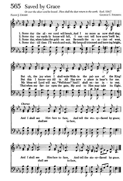 Saved By Grace Hymn Sheet Music Gospel Song Lyrics Christian Song Lyrics