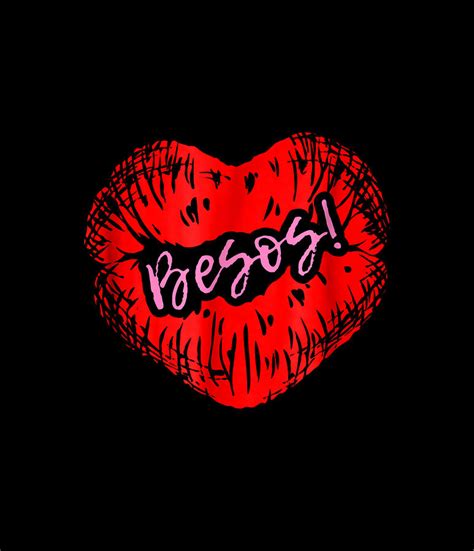 Besos Kisses In Spanish In Red Heart Valentines Day Digital Art By Quynh Vo