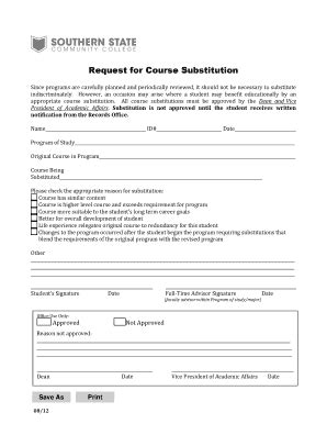 Fillable Online Sscc Course Substitution Request Fax Email Print