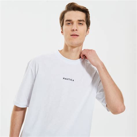 Nautica Oversize Erkek Beyaz T-Shirt Erkek T-Shirt & Polo 4679822