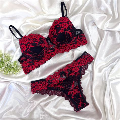 Conjunto Tradicional Preto Vermelho Site Exclusivo De Lingerie