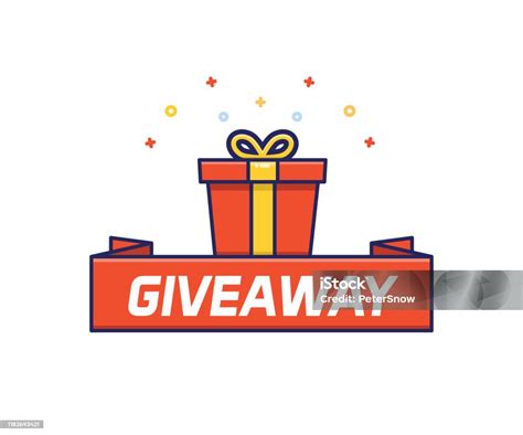 Ilustrasi Giveaway Dengan Pembukaan Kotak Hadiah Kembang Api Dan Kilau