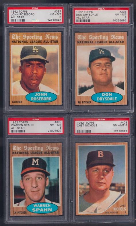 PSA 8 1962 Topps 399 Warren Spahn National League All Star ONLY READ