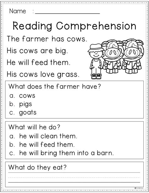 Reading Comprehension Multiple Choice Worksheets