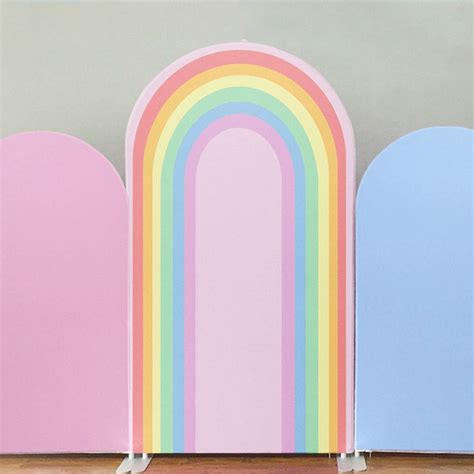 Pastel Rainbow Arch Backdrop Wall Stands With Covers Baby Shower Party ...