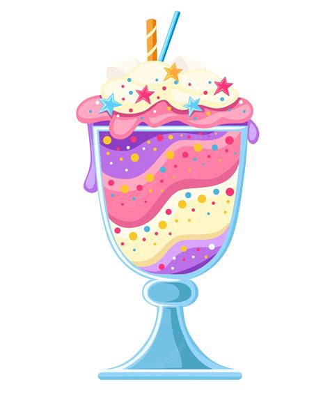 Postre Helado En Una Taza De Vidrio Ilustración Vector Premium