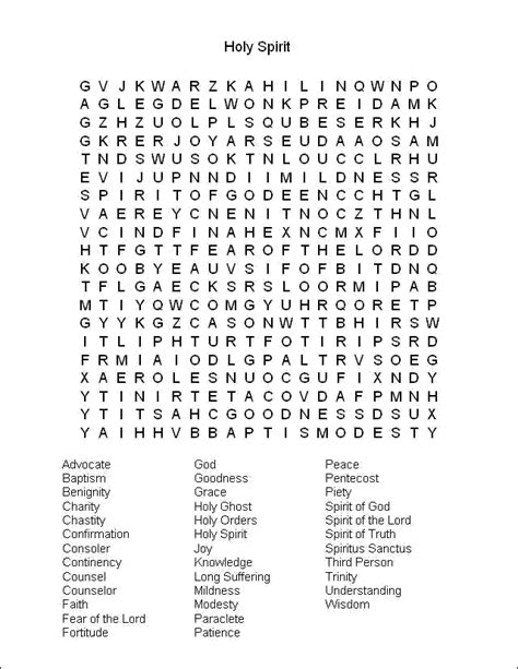 Mycatholicsource Word Search Holy Spirit