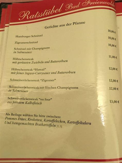 Speisekarte von Ratsstübl restaurant Bad Freienwalde Oder