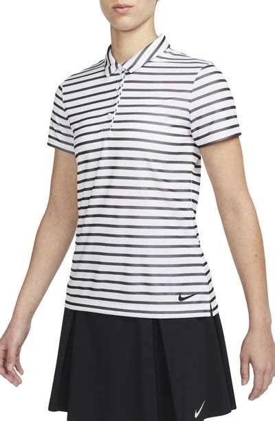 Nike Womens Dri Fit Victory Striped Golf Polo In White Modesens