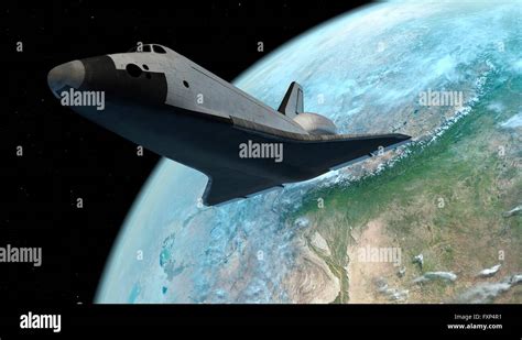 Space Shuttle Above The Earth Computer Illustration Stock Photo Alamy