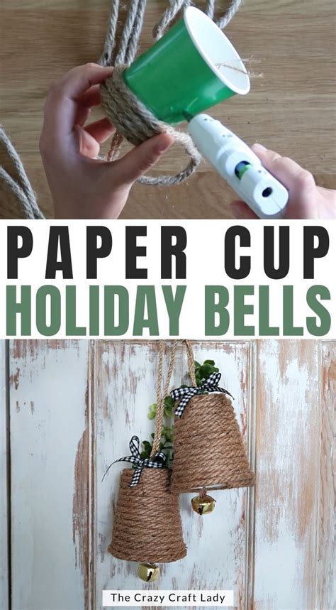 DIY Holiday Jute Rope Bells Made With Dollar Store Paper Cups The