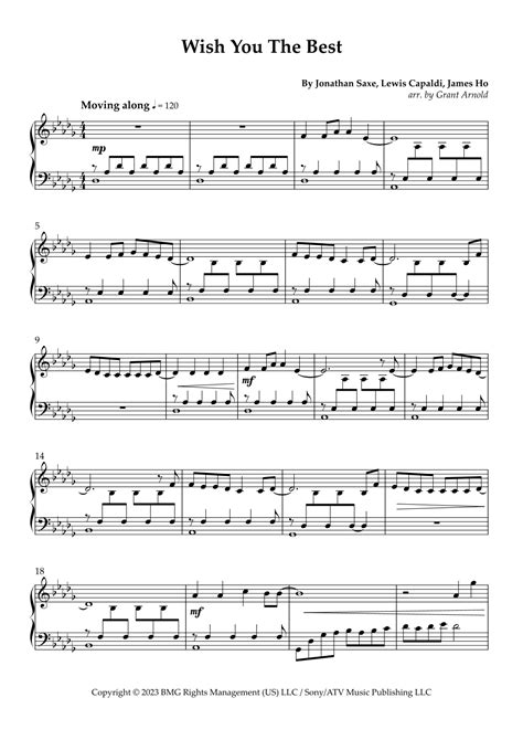 Wish You The Best Arr Grant Arnold Sheet Music Lewis Capaldi