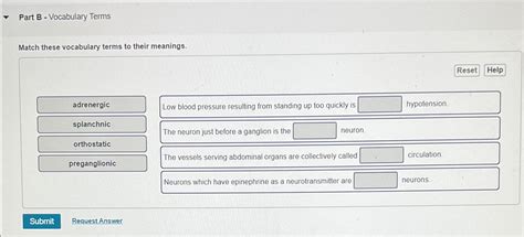 Solved Part B Vocabulary Termsmatch These Vocabulary Chegg