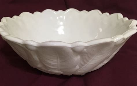 Vintage Indiana Glass Serving Bowl Wild Rose Milk Glass Footed 9 1 4 Diameter