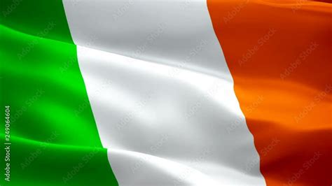 Irish flag Closeup 1080p Full HD 1920X1080 footage video waving in wind ...